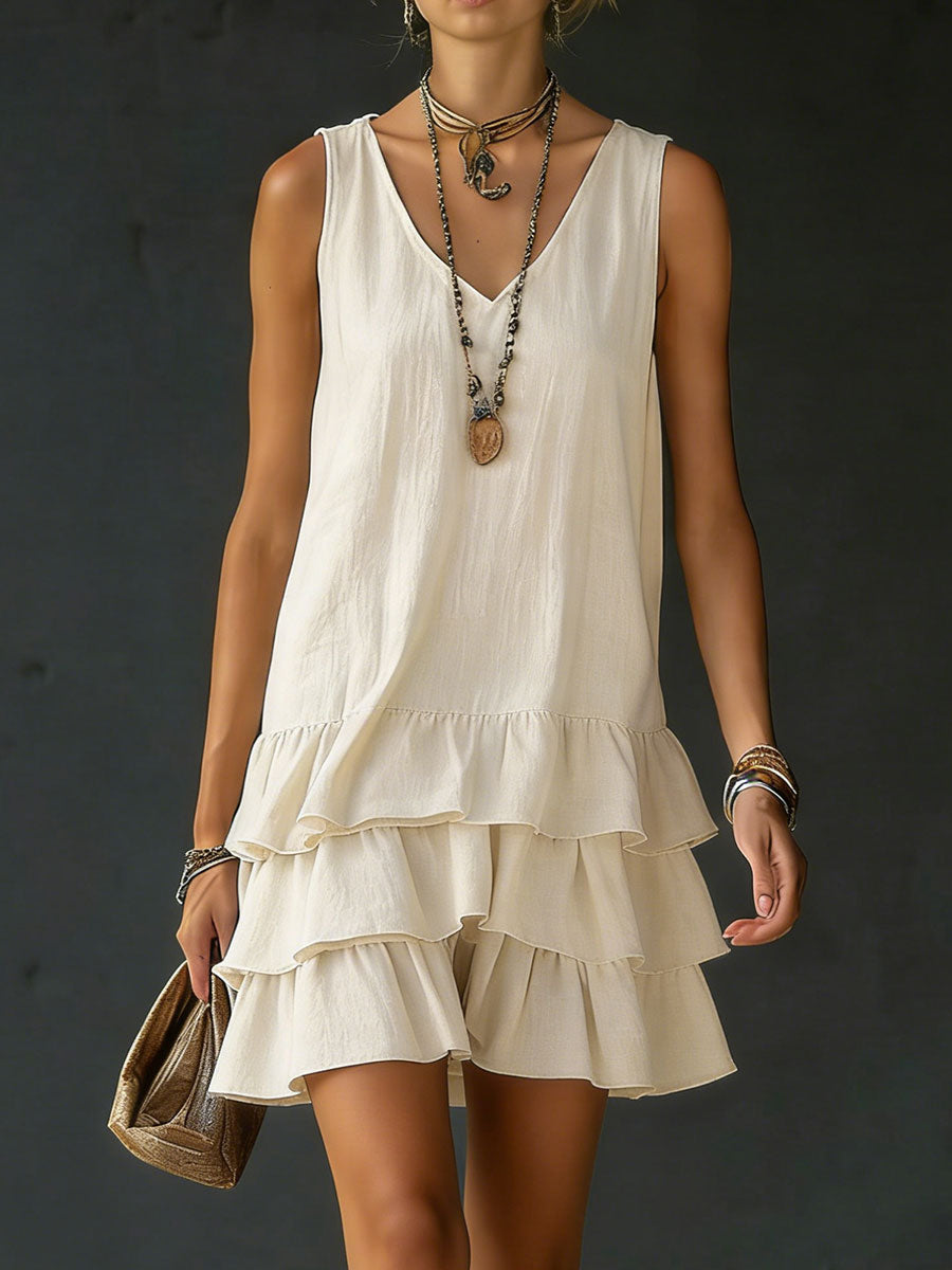Cecily | Women's Relaxed Midi Dress, Round Neck, Sleeveless