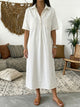 Galena | Women's Denim Midi Dress, Collared, Short Sleeves