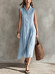 Guinevere | Women's Pleated Midi Dress, High Neck, Sleeveless