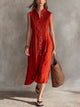 Guinevere | Women's Pleated Midi Dress, High Neck, Sleeveless