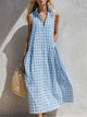 Melisande | Women's Plaid Relaxed Midi Dress, V-Neck, Sleeveless