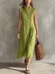 Guinevere | Women's Pleated Midi Dress, High Neck, Sleeveless