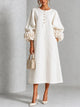 Fleurette | Women's Midi Dress, Round Neck, Puff Sleeves