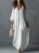Tiphaine | Women's Bohemian Relaxed Maxi Dress, Round Neck, Short Sleeves