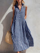 Melisande | Women's Plaid Relaxed Midi Dress, V-Neck, Sleeveless