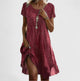 Elodie | Women's Casual A-Line Midi Dress, Round Neck, Short Sleeves