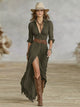 Adaline | Women's Maxi Dress, Round Neck, Short Sleeves