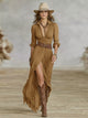 Adaline | Women's Maxi Dress, Round Neck, Short Sleeves