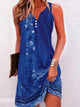 Women's Printed Shift Mini Dress, Round Neck, Sleeveless
