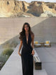Women's Maxi Dress, Halter Neck, Short Sleeves, Side Slit