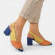 Solenne | Women's Colourblock Slingback Sandals, Peep Toe, Block Heel