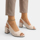 Solenne | Women's Colourblock Slingback Sandals, Peep Toe, Block Heel