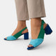 Solenne | Women's Colourblock Slingback Sandals, Peep Toe, Block Heel