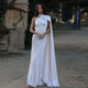 Women's Evening Maxi Dress, Off-Shoulder, Short Sleeves