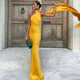 Women's Evening Maxi Dress, Off-Shoulder, Short Sleeves