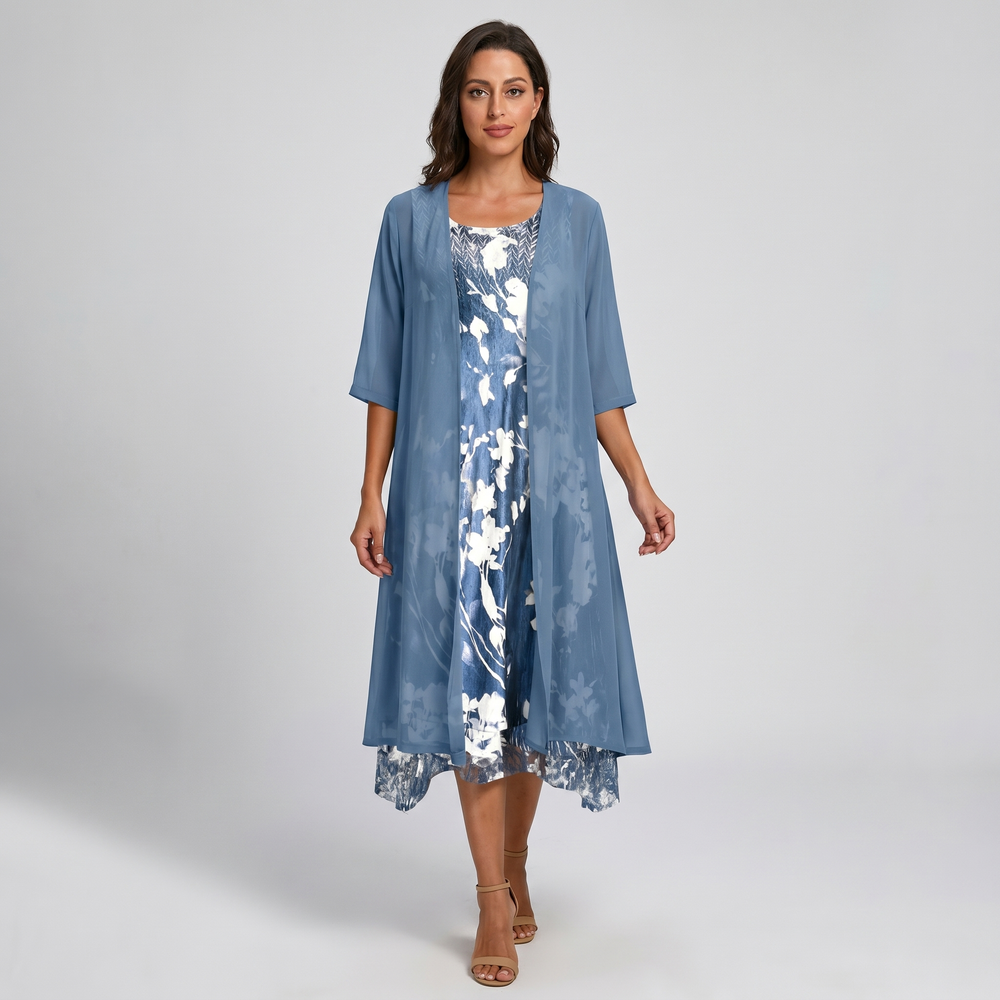Iseult | Women's Floral Midi Dress, Round Neck, Sleeveless