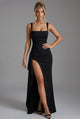 Women's Evening Tailored Maxi Dress, Round Neck, Short Sleeves