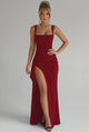 Women's Evening Tailored Maxi Dress, Round Neck, Short Sleeves