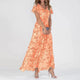 Women's Floral Relaxed Maxi Dress, Round Neck, Flutter Sleeves