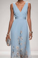Women's Chiffon Floral Maxi Dress, V-Neck, Sleeveless