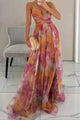 Women's Cocktail Floral Maxi Dress, V-Neck, Sleeveless