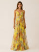 Women's Wedding Guest Floral Maxi Dress, V-Neck, Short Sleeves