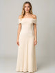 Women's Evening Wedding Guest Pleated Maxi Dress, Off-Shoulder, Short Sleeves