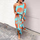 Women's Floral Maxi Dress, Off-Shoulder, Short Sleeves
