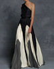 Women's Evening Pleated Maxi Dress, Off-Shoulder, Short Sleeves