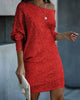 Women's Mini Dress, Off-Shoulder, Long Sleeves
