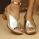 Women's Block Heel Sandals, Open Toe, Slide