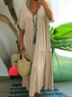Women's Tiered Maxi Dress, Round Neck, Short Sleeves
