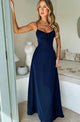 Women's Ruched Maxi Dress, Round Neck, Short Sleeves
