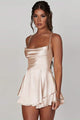 Women's Ruffled Mini Dress, Square Neck, Short Sleeves