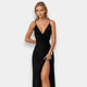 Women's Satin Wrap Maxi Dress, V-Neck, Short Sleeves