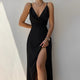 Women's Wrap Maxi Dress, Round Neck, Sleeveless, Side Slit
