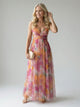 Women's Floral Wrap Maxi Dress, V-Neck, Sleeveless