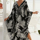 Women's Printed Maxi Dress, V-Neck, Batwing Sleeves