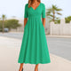 Women's A-Line Midi Dress, V-Neck, Short Sleeves