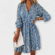 Women's Smocked Floral Midi Dress, V-Neck, Puff Sleeves