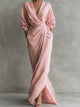 Women's Wrap Maxi Dress, Round Neck, Three-Quarter Sleeves