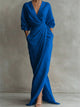 Women's Wrap Maxi Dress, Round Neck, Three-Quarter Sleeves