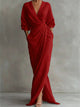 Women's Wrap Maxi Dress, Round Neck, Three-Quarter Sleeves