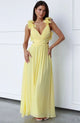 Women's Floral Maxi Dress, V-Neck, Short Sleeves